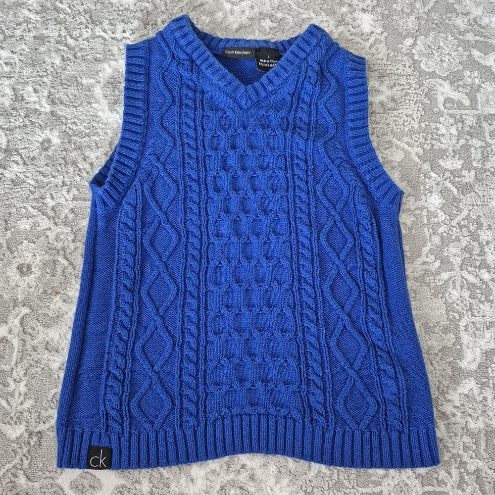 Calvin Klein Boy's Preppy Blue Knit Vest Size 4T